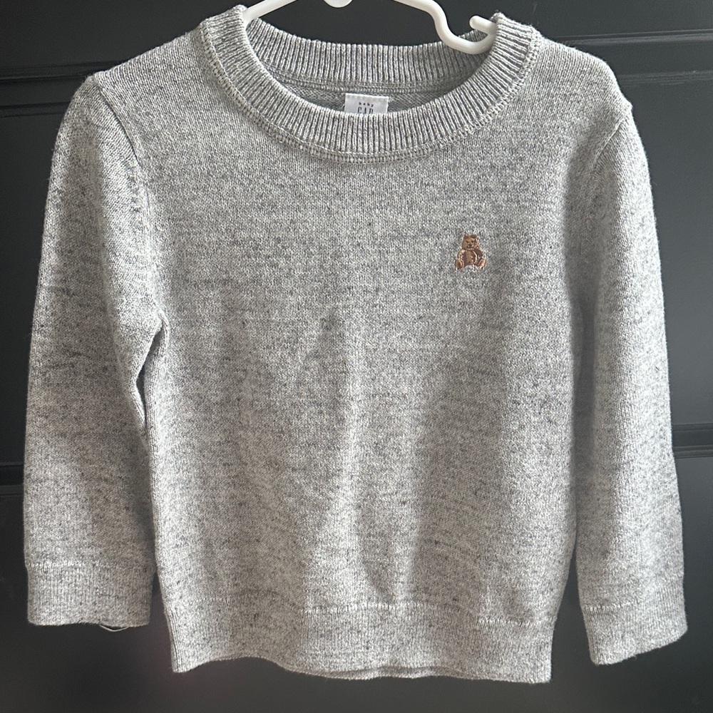 Gap Gray Knit Sweater with Bear Patch